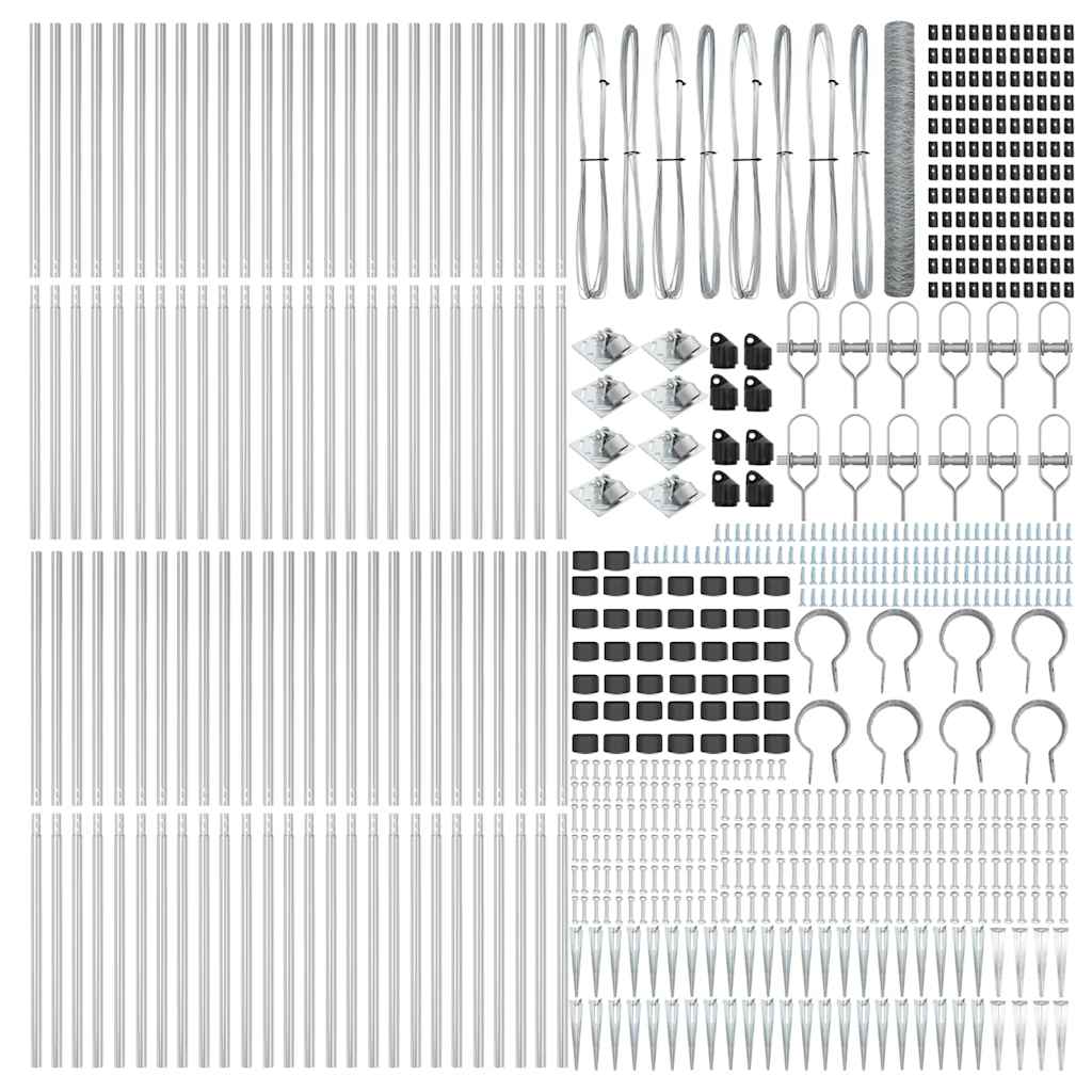 vidaXL Zaunpfosten Silber 100 x 1,2 m (36 mm Maschen) Stahl