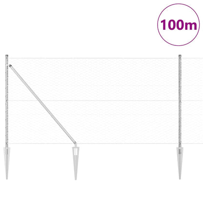 vidaXL Zaunpfosten Silber 100 x 1,2 m (36 mm Maschen) Stahl