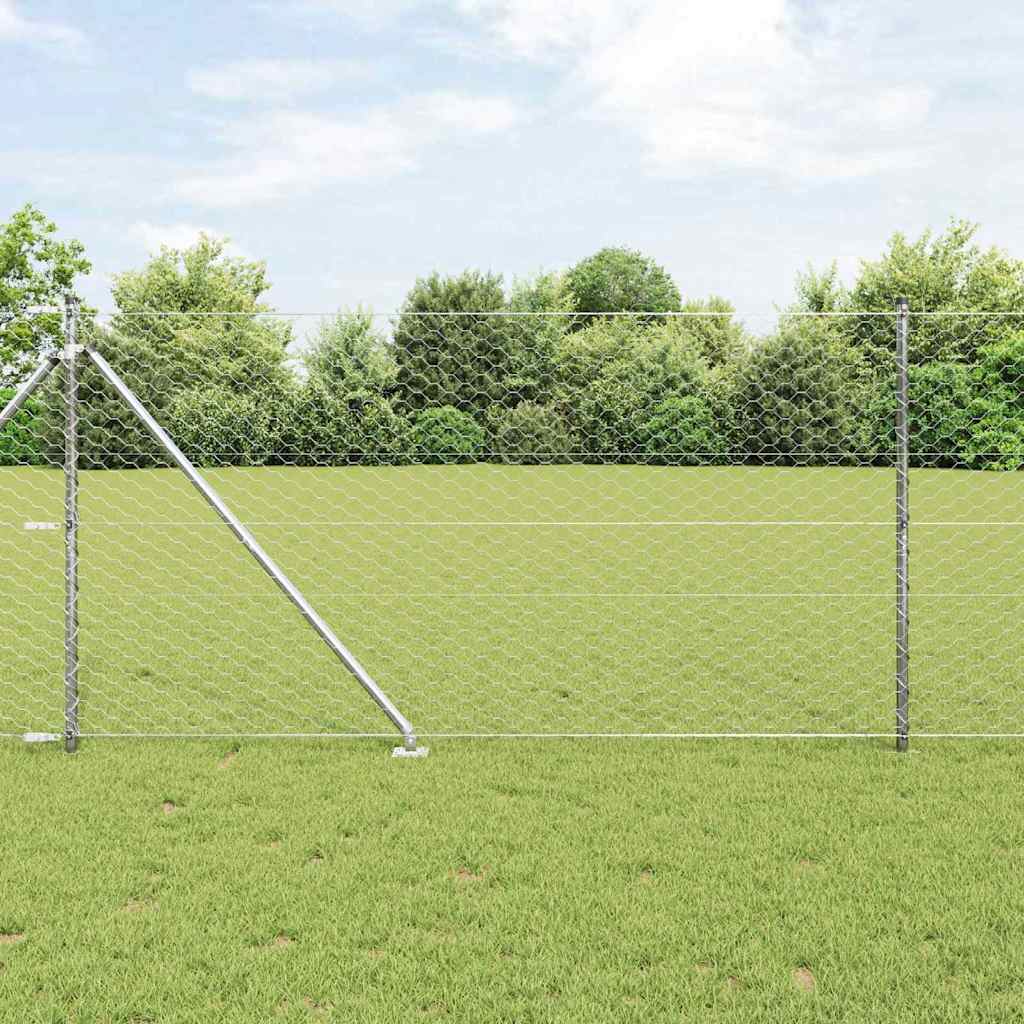 vidaXL Zaunpfosten Silber 100 x 1,4 m (50 mm Maschen) Stahl