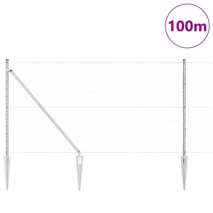 vidaXL Zaunpfosten Silber 100 x 1,4 m (50 mm Maschen) Stahl