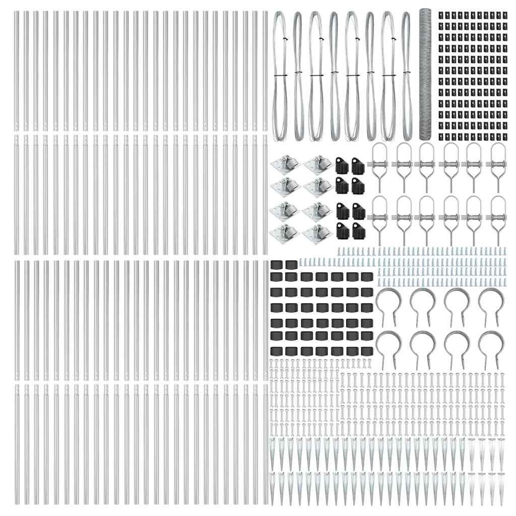 vidaXL Zaunpfosten Silber 100 x 1,6 m (50 mm Maschen) Stahl