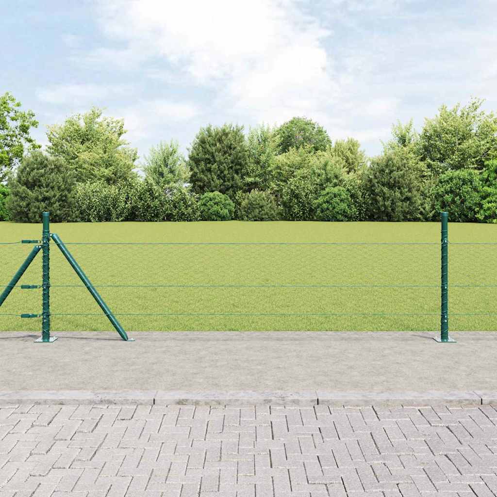 vidaXL Zaunpfosten Grün 10 x 0,4 m (25 mm Netz) Stahl und PVC