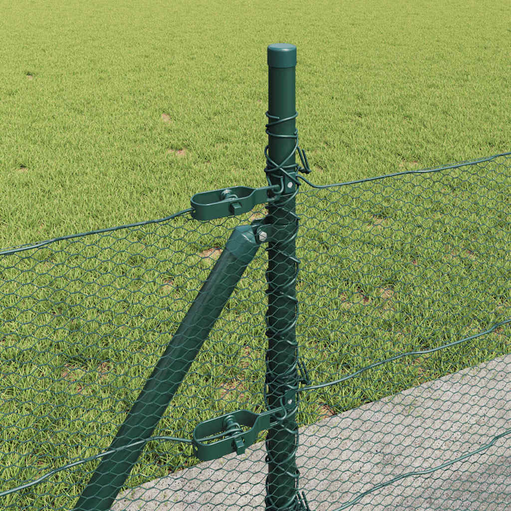 vidaXL Zaunpfosten Grün 10 x 0,5 m (13 mm Netz) Stahl und PVC