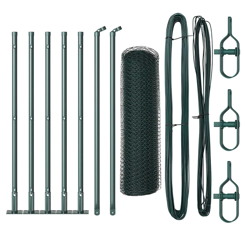 vidaXL Zaunpfosten Grün 10 x 0,6 m (13 mm Maschen) Stahl und PVC