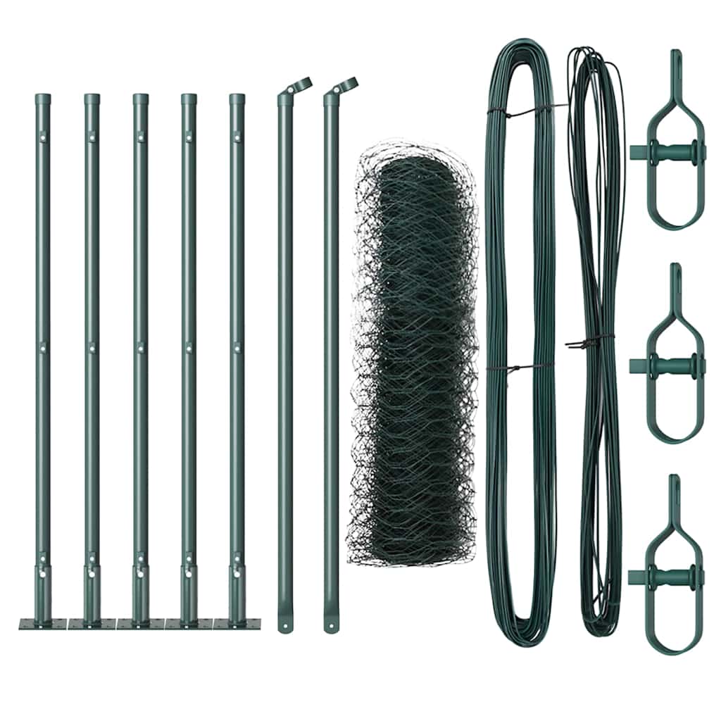 vidaXL Zaunpfosten Grün 10 x 0,6 m (36 mm Netz) Stahl und PVC