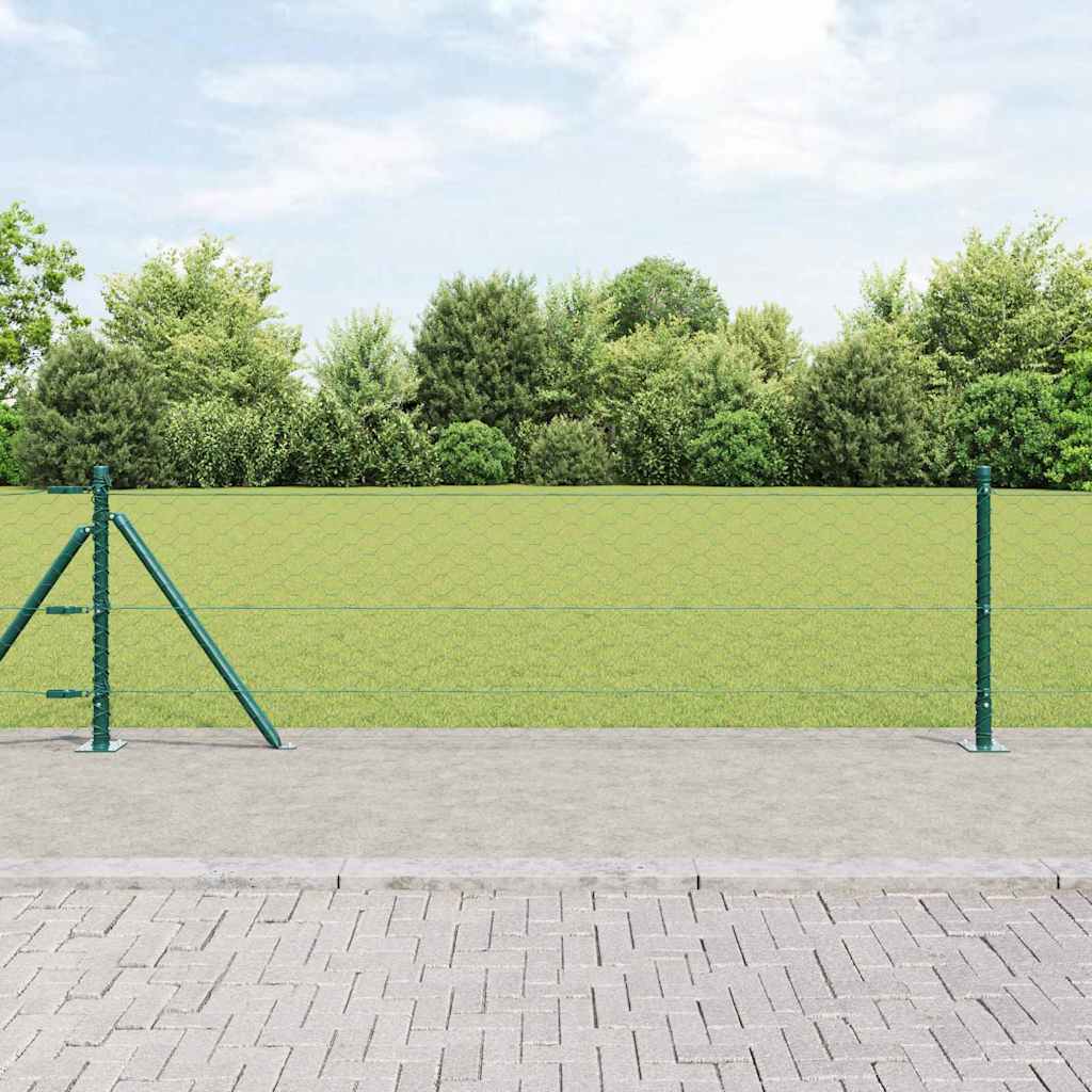 vidaXL Zaunpfosten Grün 10 x 0,6 m (50 mm Maschen) Stahl und PVC