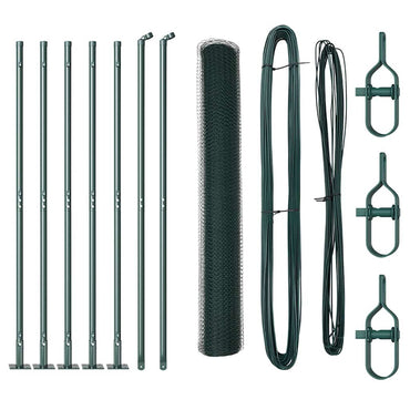 vidaXL Zaunpfosten Grün 10 x 0,8 m (13 mm Maschen) Stahl und PVC