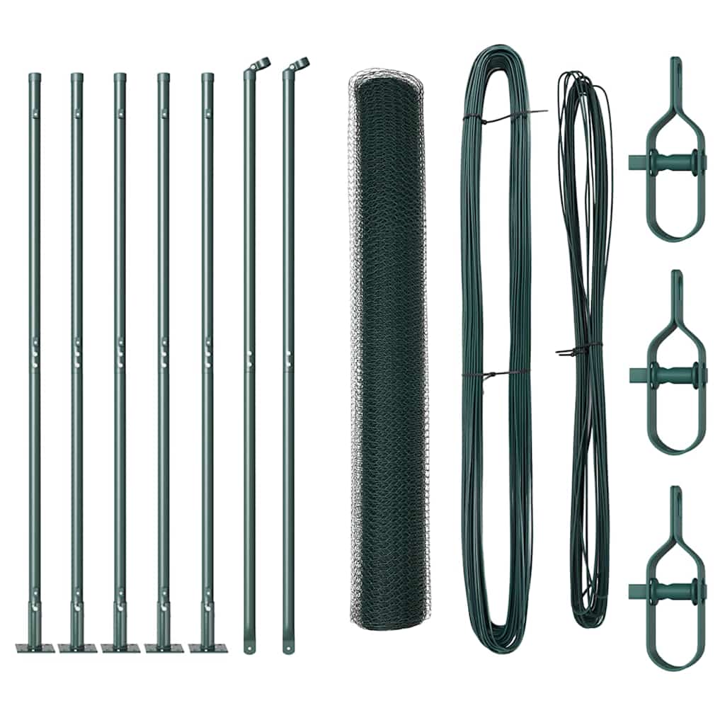 vidaXL Zaunpfosten Grün 10 x 0,8 m (25 mm Masche) Stahl und PVC