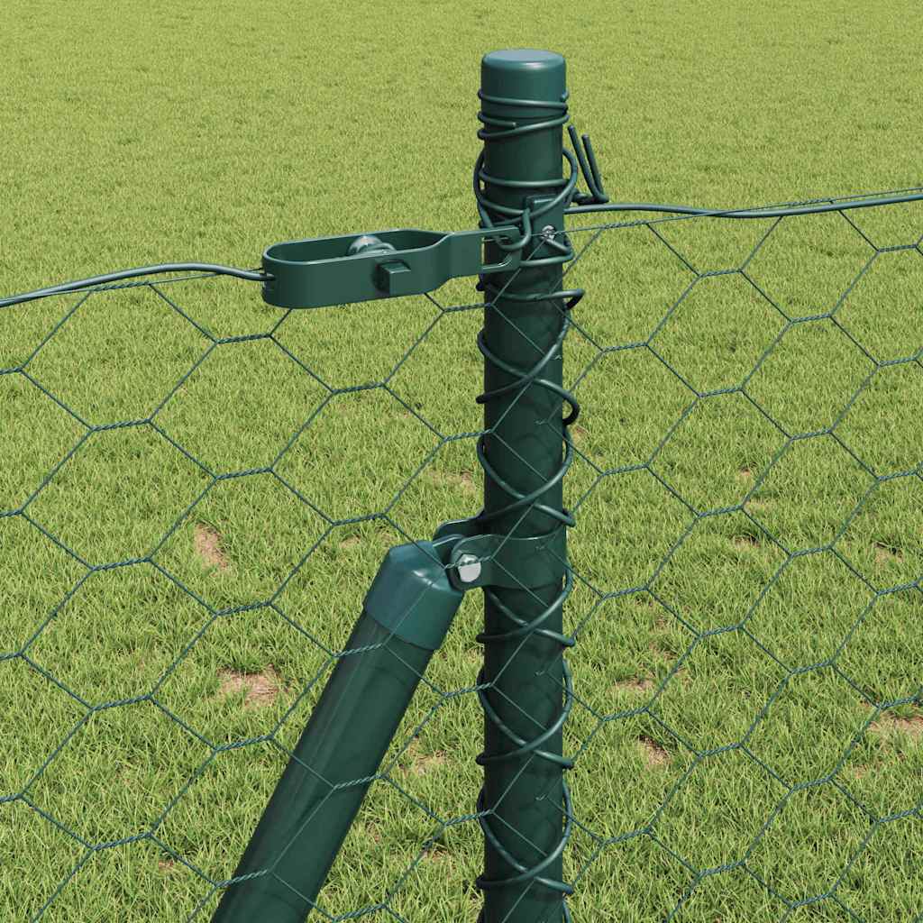 vidaXL Zaunpfosten Grün 10 x 0,8 m (50 mm Masche) Stahl und PVC
