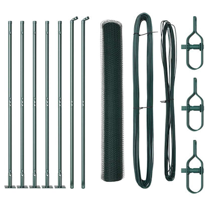 vidaXL Zaunpfosten Grün 10 x 1 m (13 mm Maschen) Stahl und PVC
