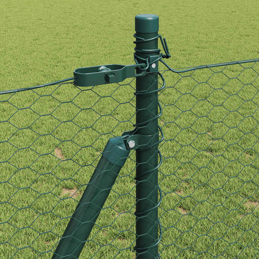 vidaXL Zaunpfosten Grün 10 x 1 m (25 mm Maschen) Stahl und PVC