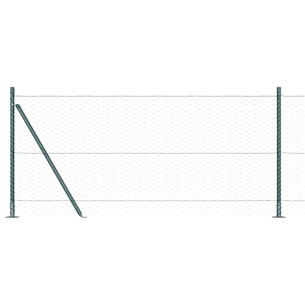 vidaXL Zaunpfosten Grün 10 x 1 m (36 mm Maschen) Stahl und PVC