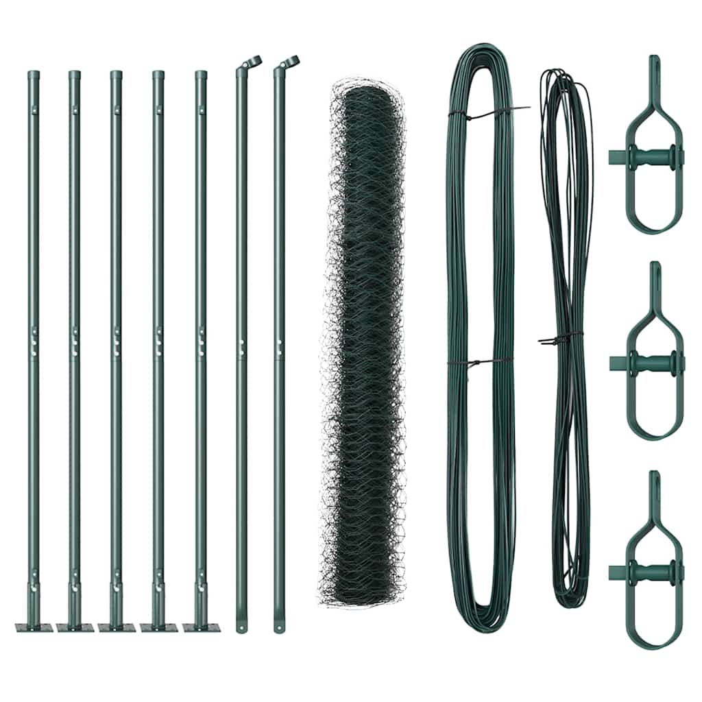 vidaXL Zaunpfosten Grün 10 x 1 m (36 mm Maschen) Stahl und PVC