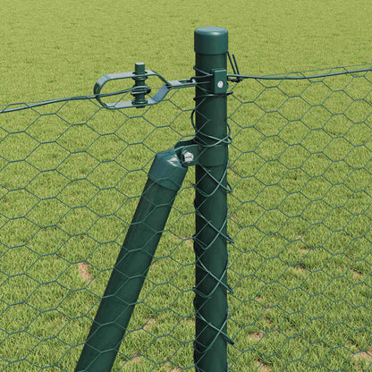 vidaXL Zaunpfosten Grün 10 x 1,2 m (25 mm Maschenweite) Stahl und PVC
