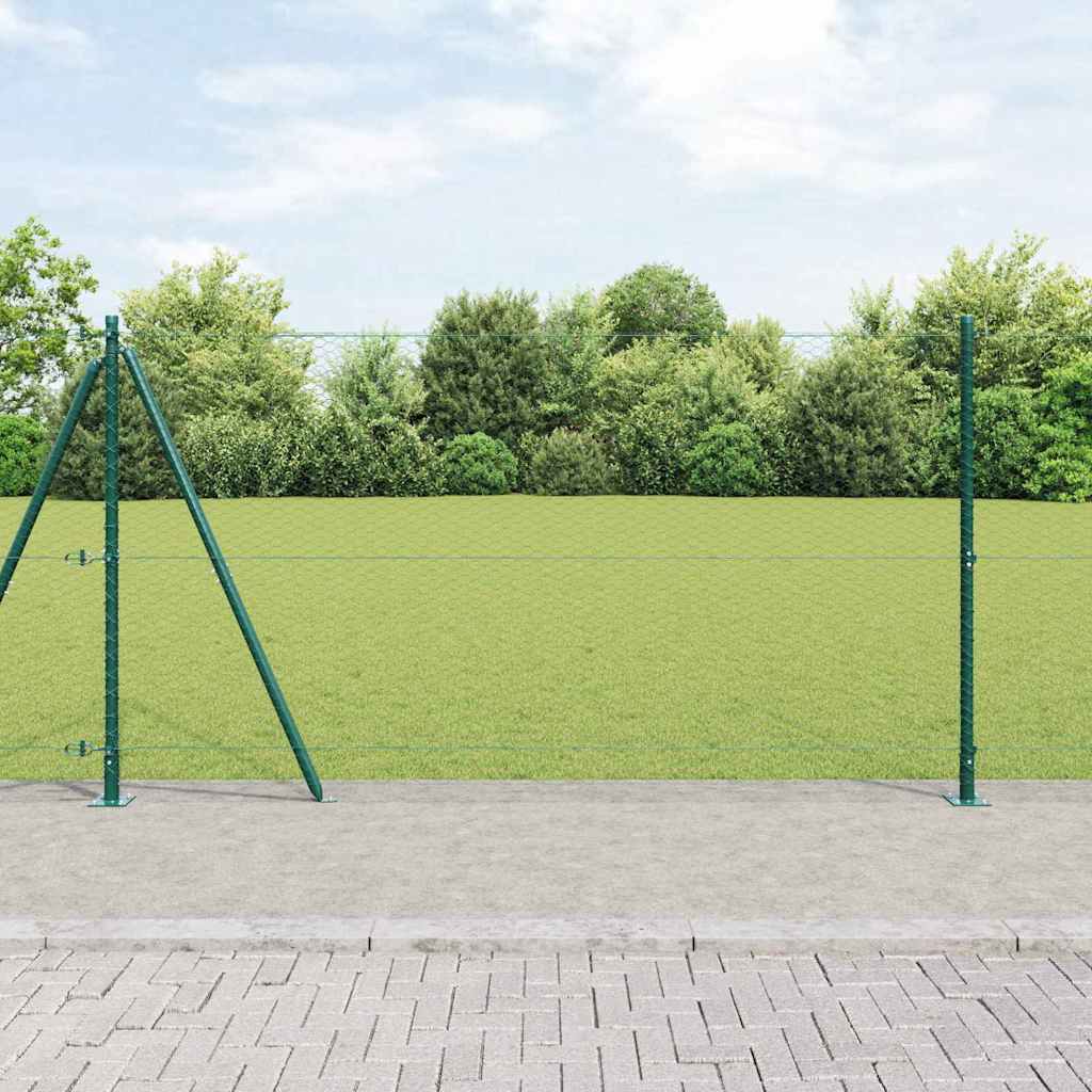 vidaXL Zaunpfosten Grün 10 x 1,2 m (25 mm Maschenweite) Stahl und PVC