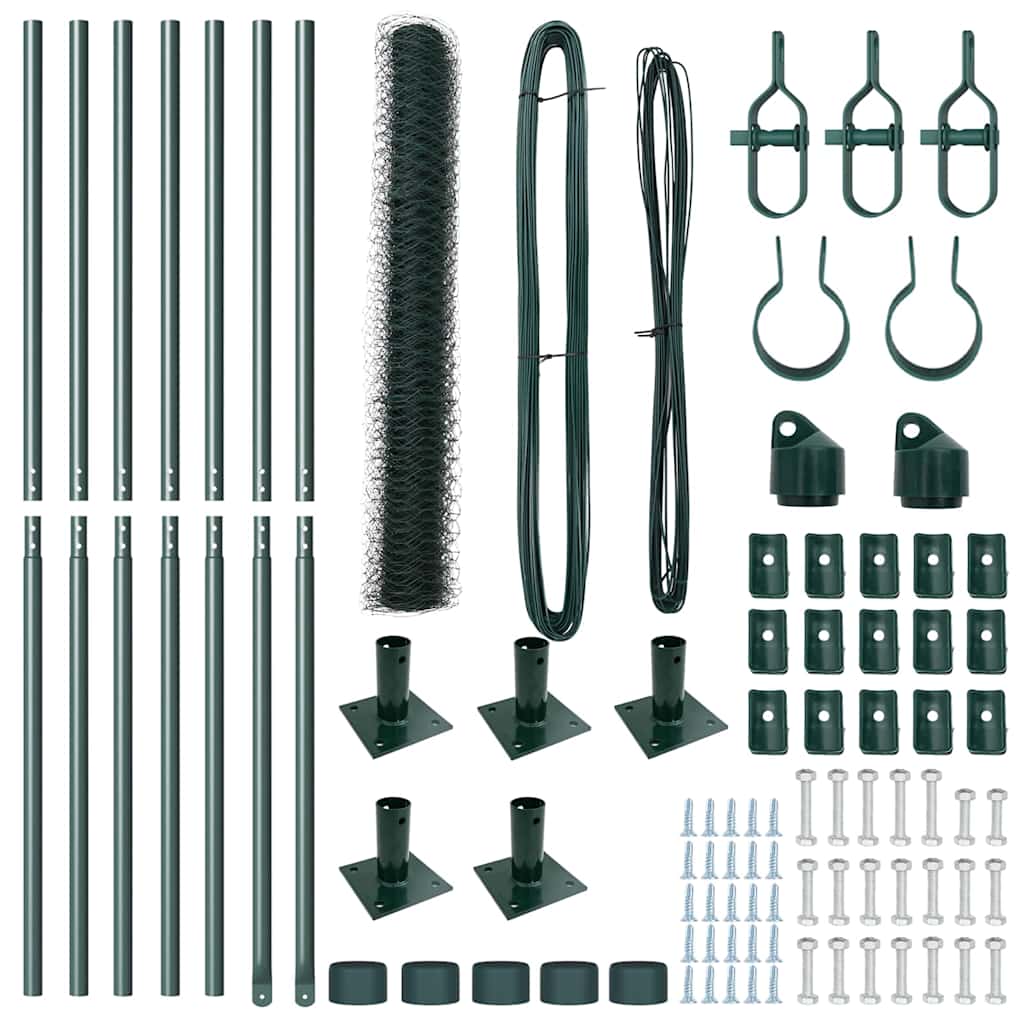 Zaunpfosten Grün 10 x 1,2 m (36 mm Netz) Stahl und PVC