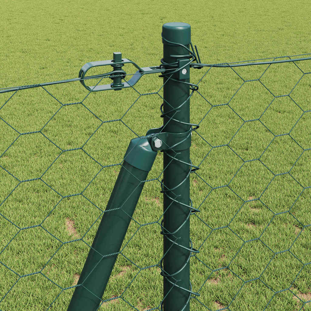 vidaXL Zaunpfosten Grün 10 x 1,2 m (50 mm Maschen) Stahl und PVC