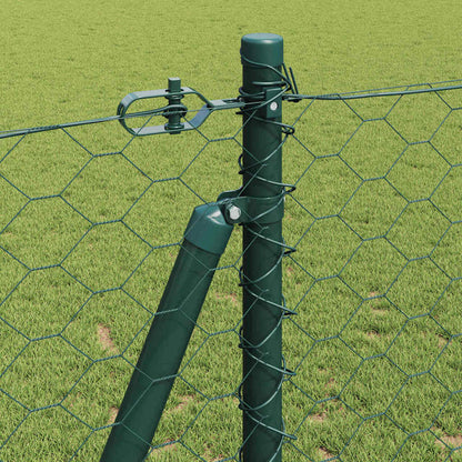vidaXL Zaunpfosten Grün 10 x 1,2 m (50 mm Maschen) Stahl und PVC