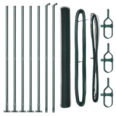 vidaXL Zaunpfosten Grün 10 x 1,4 m (13 mm Maschen) Stahl und PVC