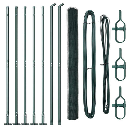 vidaXL Zaunpfosten Grün 10 x 1,4 m (13 mm Maschen) Stahl und PVC
