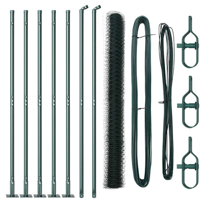 vidaXL Zaunpfosten Grün 10 x 1,5 m (50 mm Maschenweite) Stahl und PVC