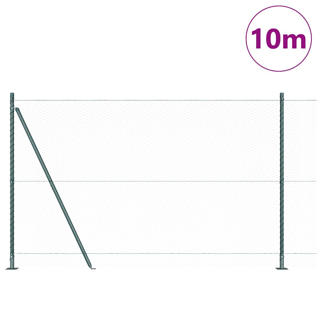 vidaXL Zaunpfosten Grün 10 x 1,6 m (25 mm Maschenweite) Stahl und PVC