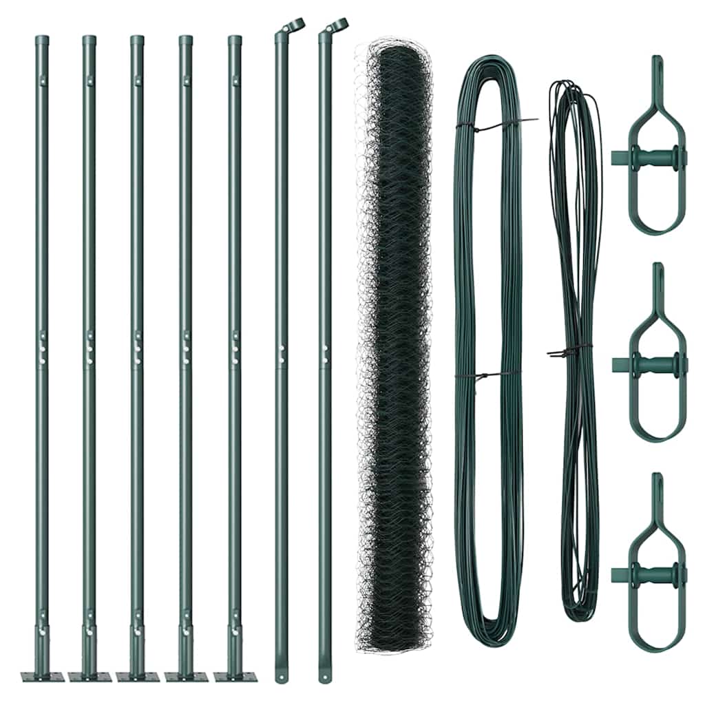 vidaXL Zaunpfosten Grün 10 x 1,6 m (36 mm Maschenweite) Stahl und PVC