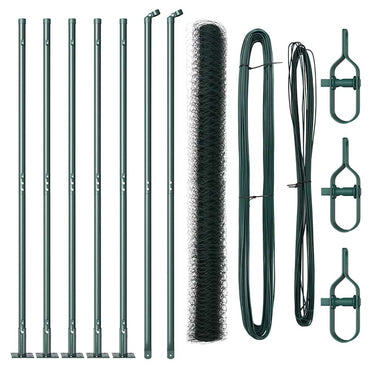 vidaXL Zaunpfosten Grün 10 x 1,6 m (36 mm Maschenweite) Stahl und PVC