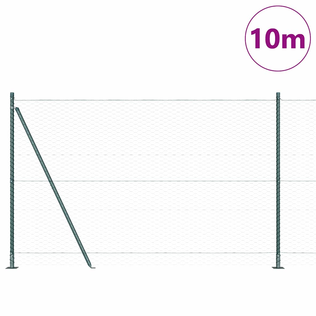 vidaXL Zaunpfosten Grün 10 x 1,6 m (36 mm Maschenweite) Stahl und PVC