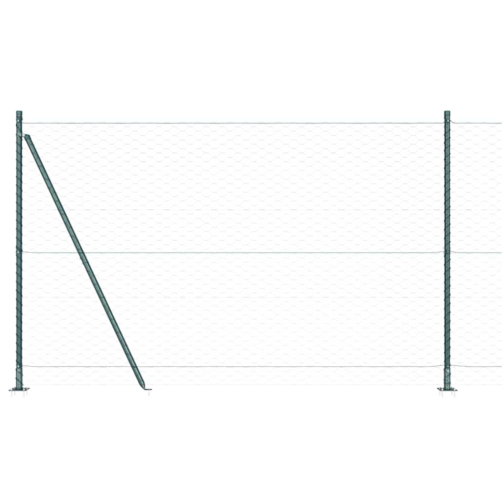 vidaXL Zaunpfosten Grün 10 x 1,6 m (50 mm Maschenweite) Stahl und PVC