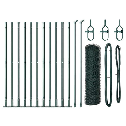 vidaXL Zaunpfosten Grün 25 x 0,4 m (13 mm Maschen) Stahl und PVC