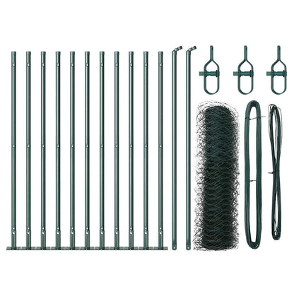 vidaXL Zaunpfosten Grün 25 x 0,4 m (36 mm Maschen) Stahl und PVC