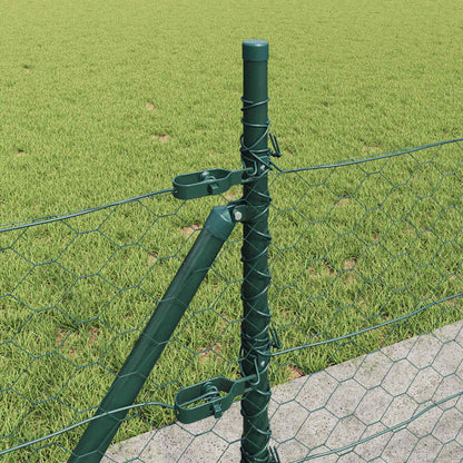 vidaXL Zaun mit Pfosten Grün 0,5 x 25 m PVC-beschichteter Stahl