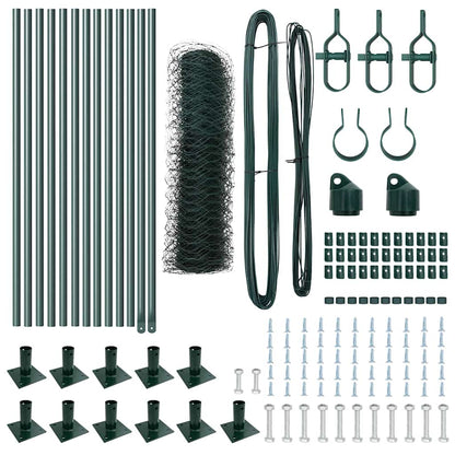 vidaXL Zaun mit Pfosten Grün 0,5 x 25 m PVC-beschichteter Stahl
