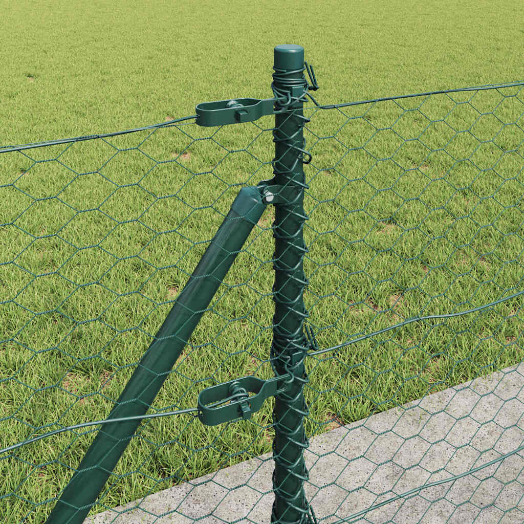 vidaXL Zaunpfosten Grün 25 x 0,6 m (36 mm Maschen) Stahl und PVC