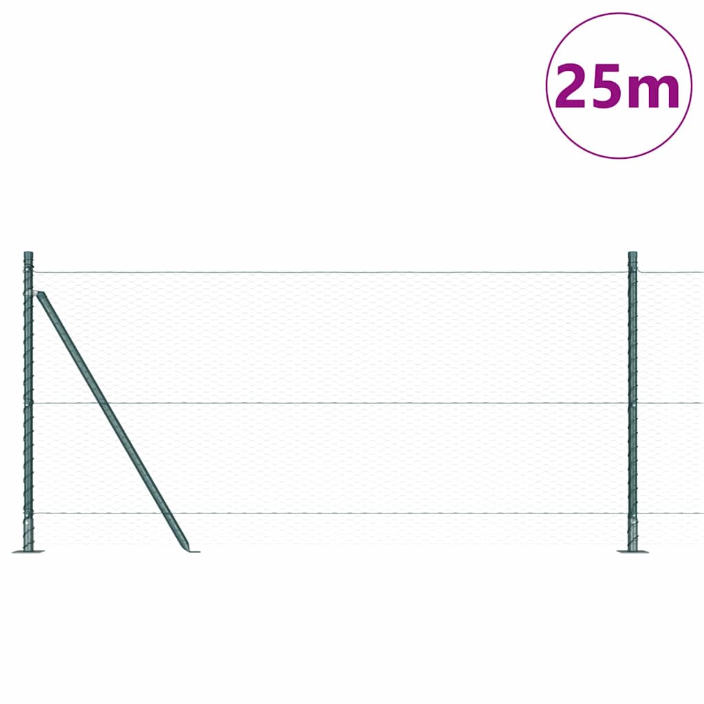 vidaXL Zaunpfosten Grün 25 x 0,8 m (25 mm Mesh) Stahl und PVC