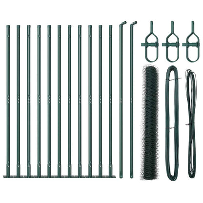 vidaXL Zaunpfosten Grün 25 x 0,8 m (36 mm Netz) Stahl und PVC