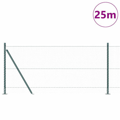 vidaXL Zaunpfosten Grün 25 x 1 m (25 mm Maschen) Stahl
