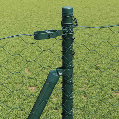 vidaXL Zaun mit Pfosten Grün 1 x 25 m PVC-beschichteter Stahl