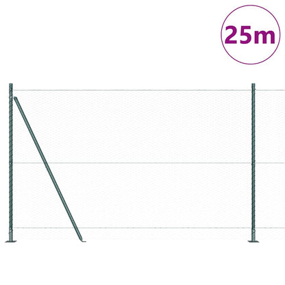 vidaXL Zaunpfosten Grün 25 x 1,4 m (25 mm Netz) Stahl und PVC