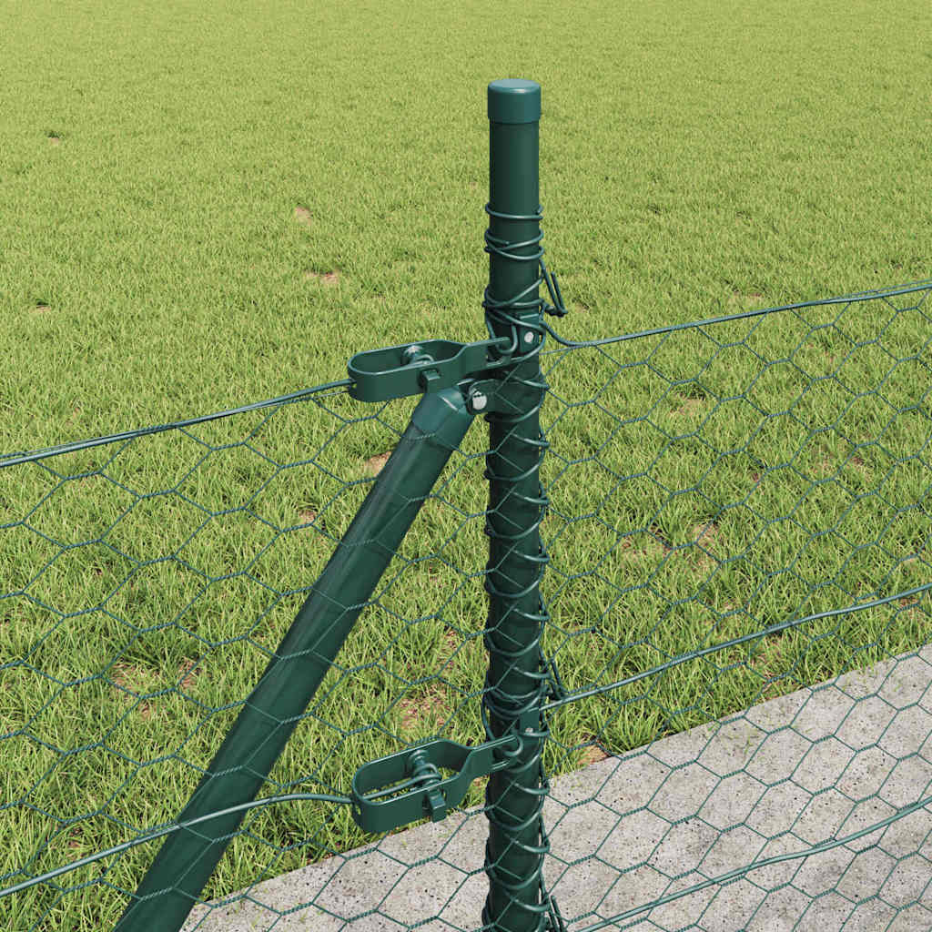 vidaXL Zaunpfosten Grün 50 x 0,5 m (36 mm Netz) Stahl und PVC