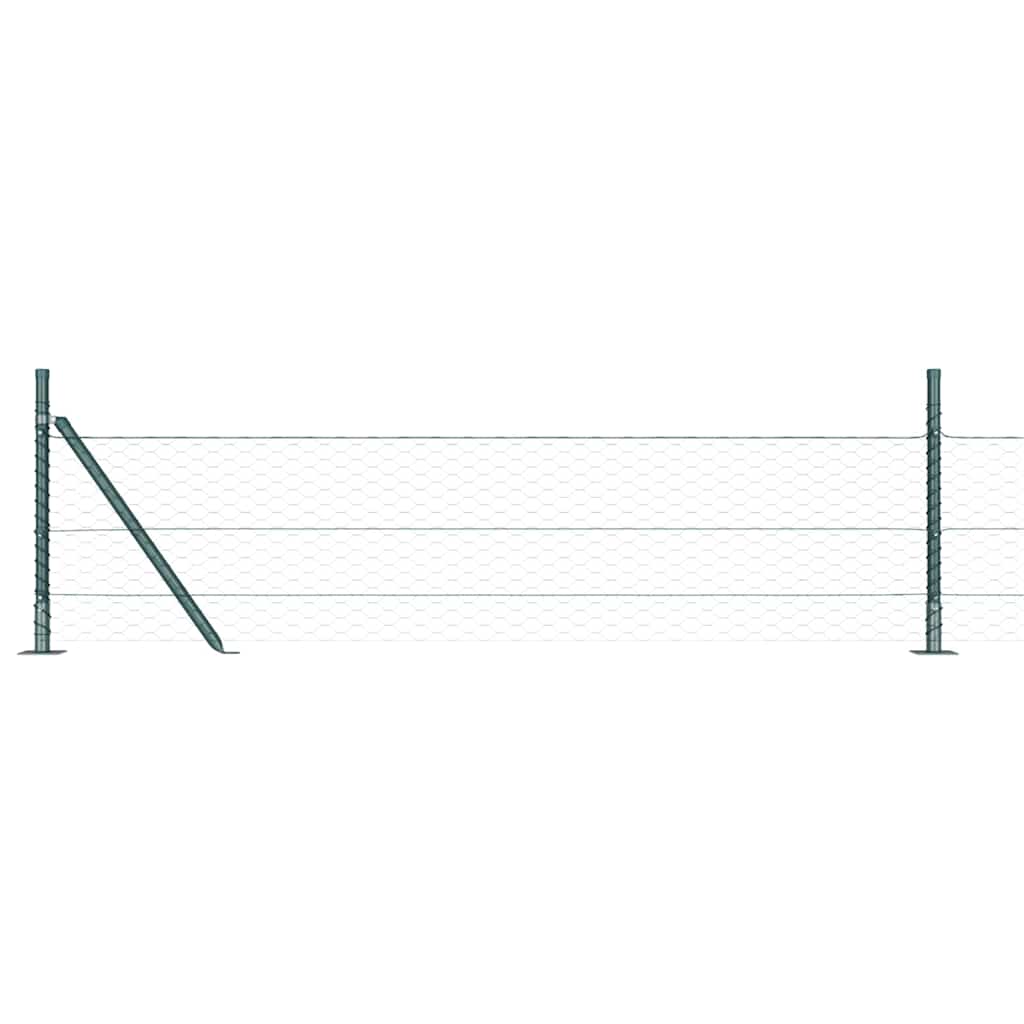 vidaXL Zaunpfosten Grün 50 x 0,5 m (36 mm Netz) Stahl und PVC