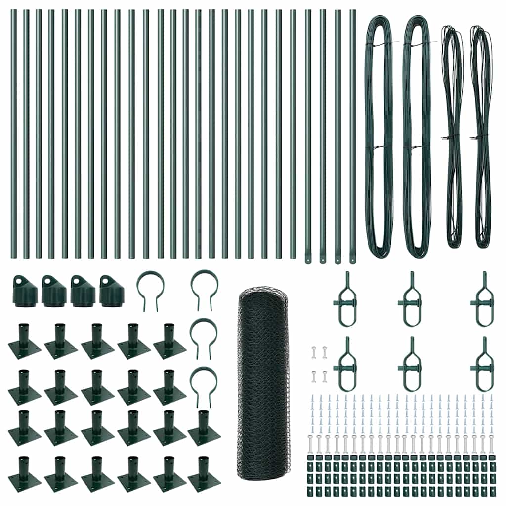 Zaunpfosten Grün 50 x 1 m (13 mm Maschendraht) Stahl und PVC