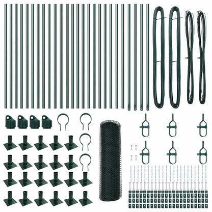 Zaunpfosten Grün 50 x 1 m (13 mm Maschendraht) Stahl und PVC