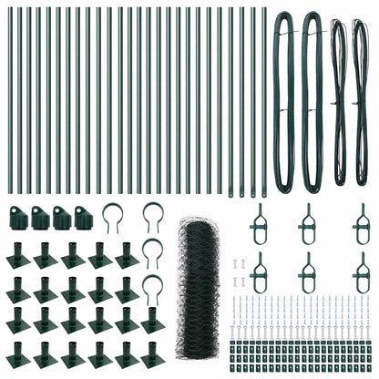 vidaXL Zaunpfosten Grün 50 x 1 m (36 mm Maschen) Stahl und PVC