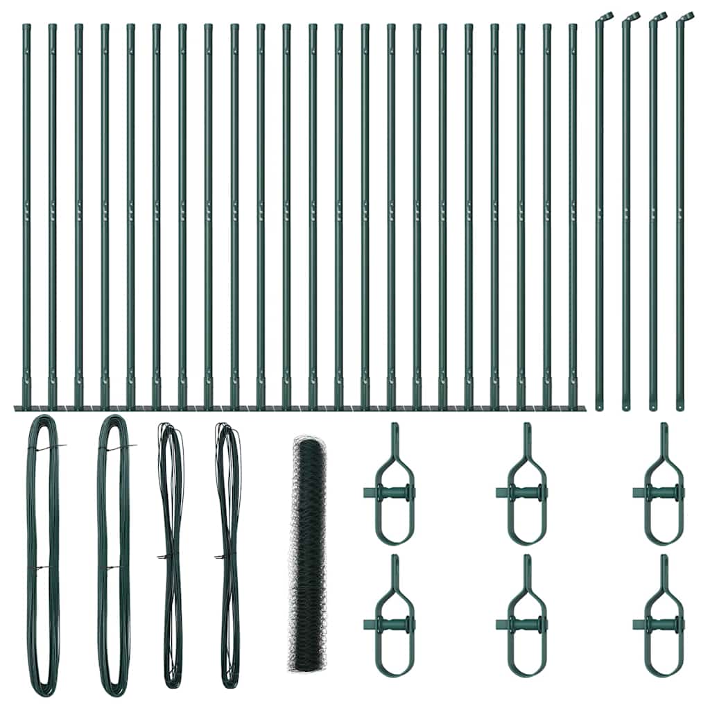 vidaXL Zaunpfosten Grün 50 x 1,2 m (50 mm Gitter) Stahl und PVC