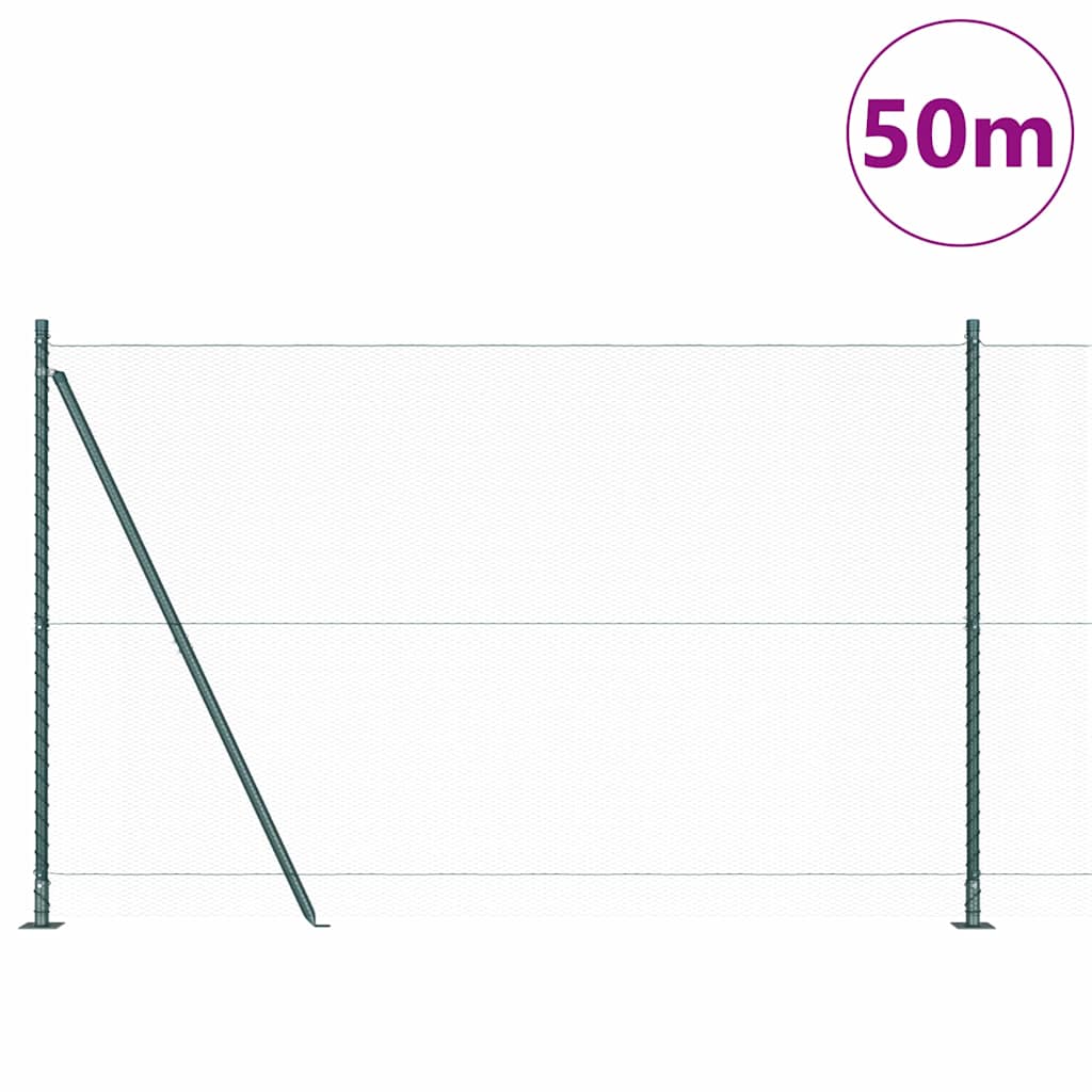 vidaXL Zaunpfosten Grün 50 x 1,4 m (13 mm Maschenweite) Stahl und PVC