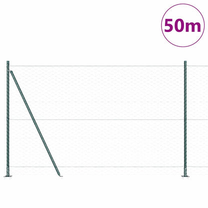 vidaXL Zaunpfosten Grün 50 x 1,4 m (50 mm Maschenweite) Stahl und PVC