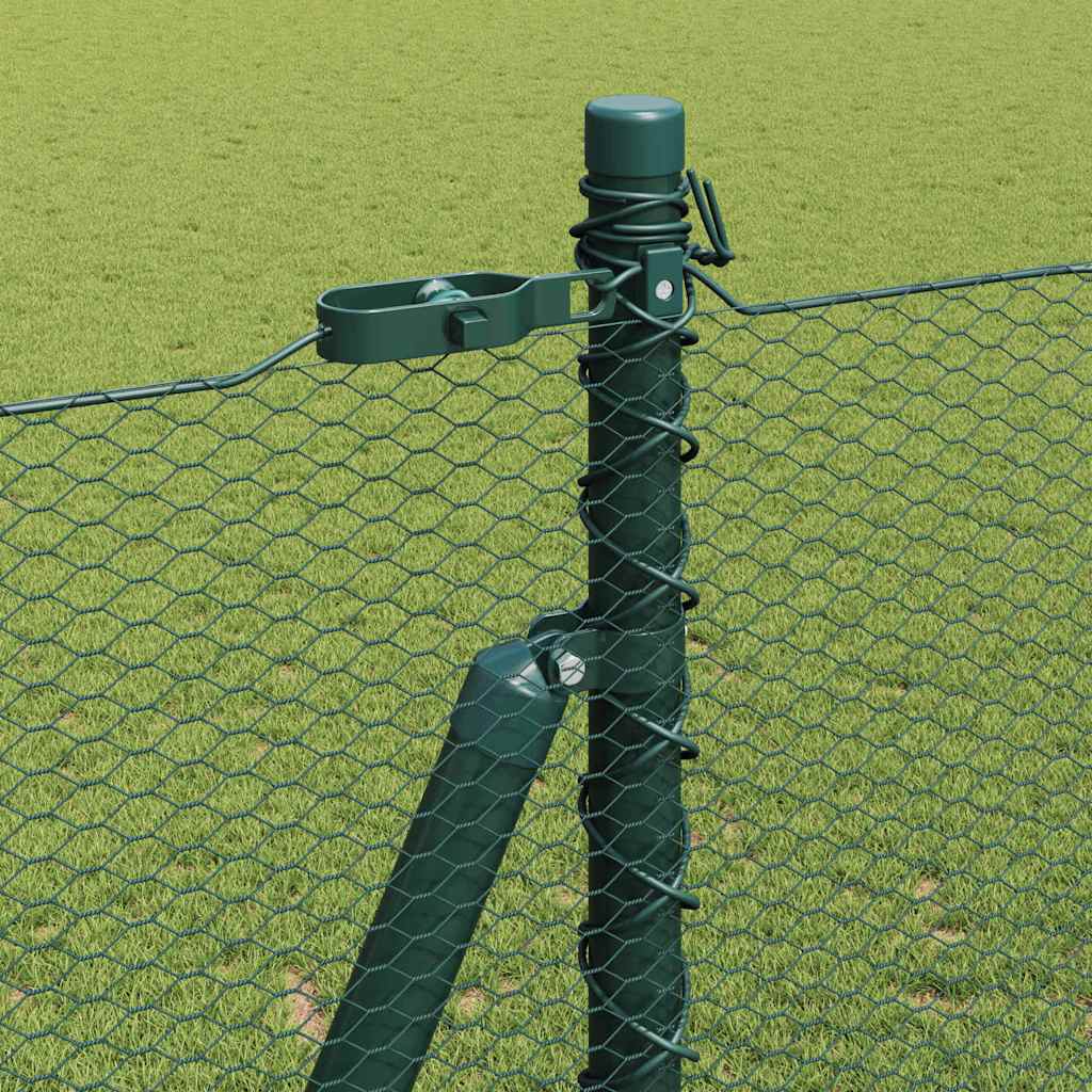 vidaXL Zaunpfosten Grün 50 x 1,5 m (13 mm Maschen) Stahl und PVC