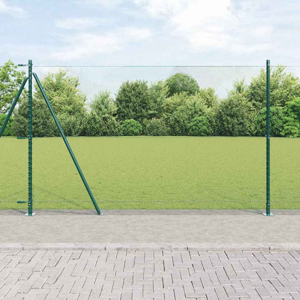 vidaXL Zaunpfosten Grün 50 x 1,5 m (13 mm Maschen) Stahl und PVC